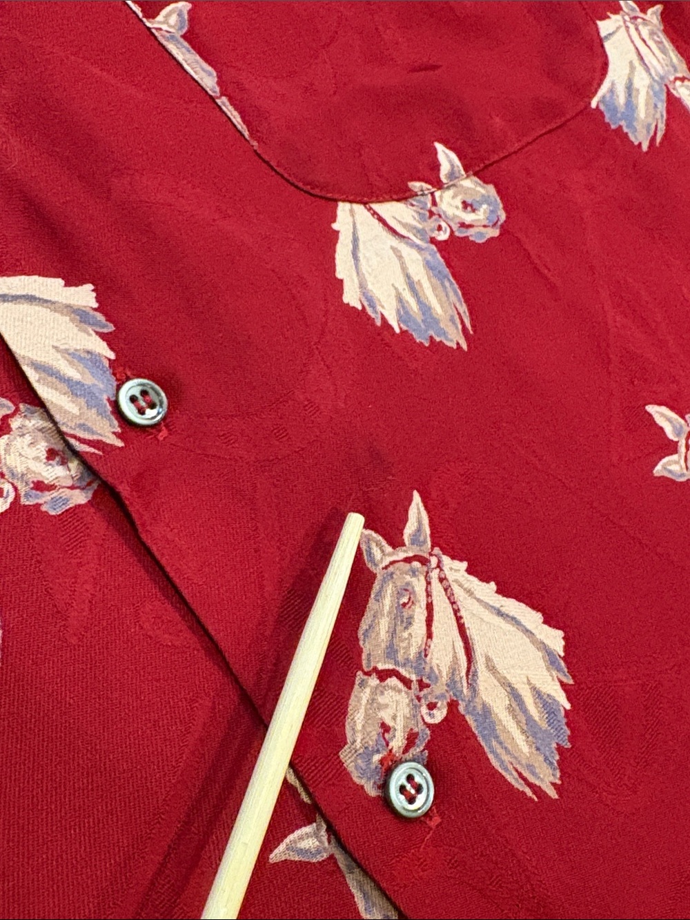 Vintage Ralph Lauren 90s Red Equestrian Horse Print Button Front Top 4 *As-Is* - Picture 15 of 16